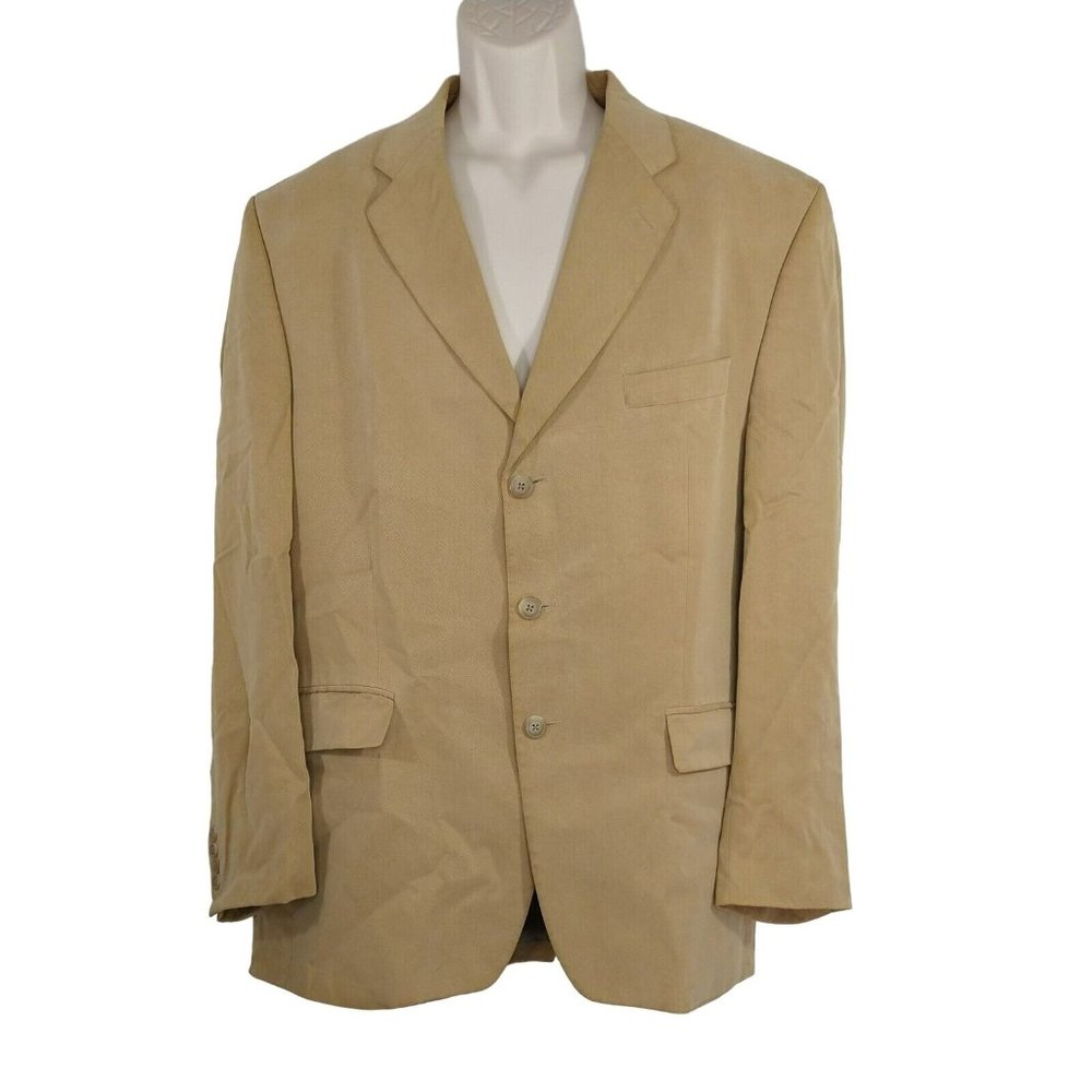 Vintage Ralph Ralph Lauren Blazer Sport Jacket Men Size 48 Chest Tan Long Sleeve